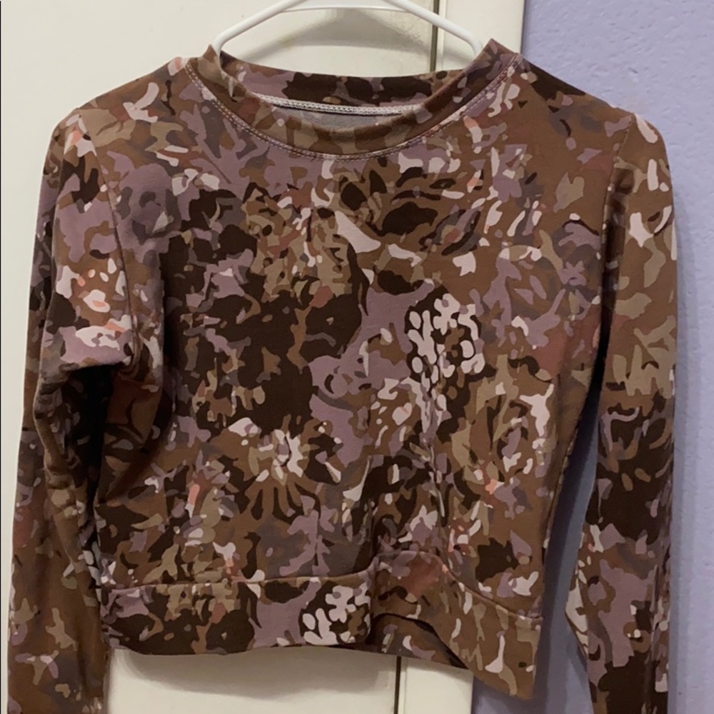 Brown Camo Cropped Longsleave Sweat shirt